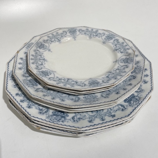 DINNERWARE, Vintage - Blue White Victorian